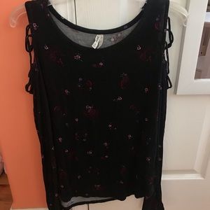 Floral,  Side Cut Off The Shoulder Blouse